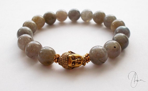 Labradorite Gemstone Buddha Bracelet Boho Yoga Meditation