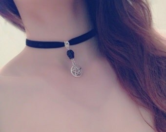 Devils Daughters Choker. SELLING FAST!!! Skull and Pentagram Black Velvet Choker.