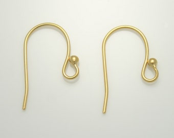 Earring Hooks Earring Findings 16K gold plated over Brass Matt gold Earrings Hoop Supplies - annielov EF2-Gold