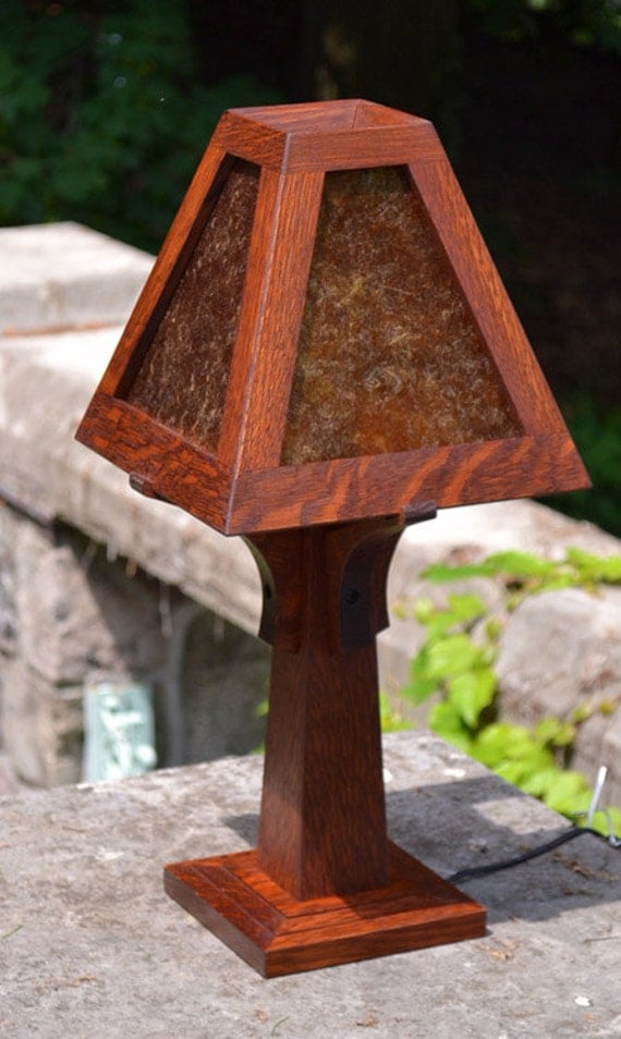 Mission Oak Arts and Crafts Mica Table Lamp