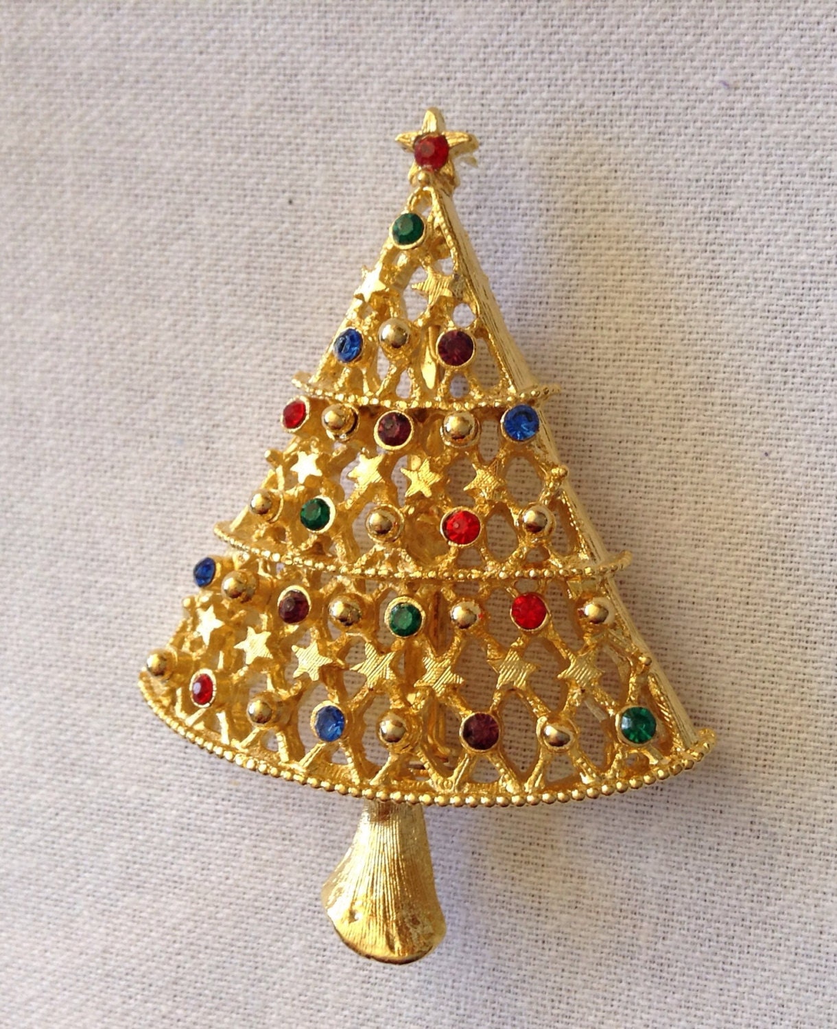 1970 s vintage christmas tree brooch with by 1970 s vintage christmas tree brooch with by