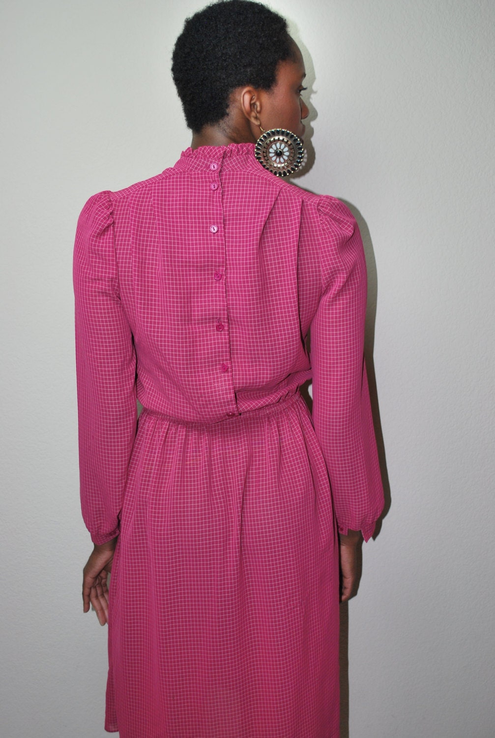 1970s professor plum/secretary dress with A-line bottom