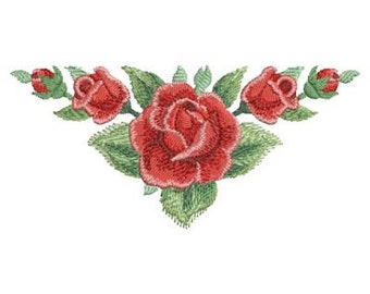 Watercolor Red Rose Holiday Valentine Machine Embroidery