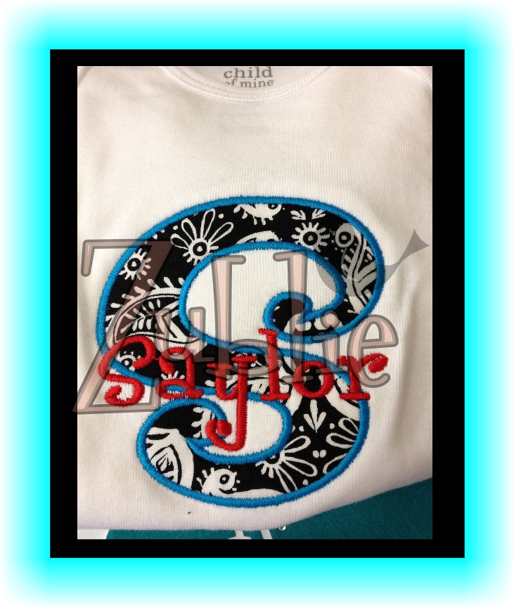 Baby Onesie with Applique Name by Zublie on Etsy