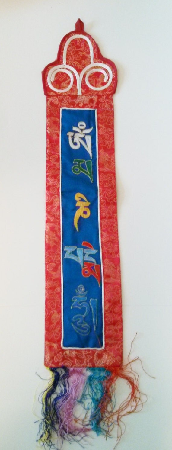 Tibetan Wall Hanging Om Mani Padme Hum embroidered