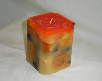 Orange Embedded Pillar with Natural Elements