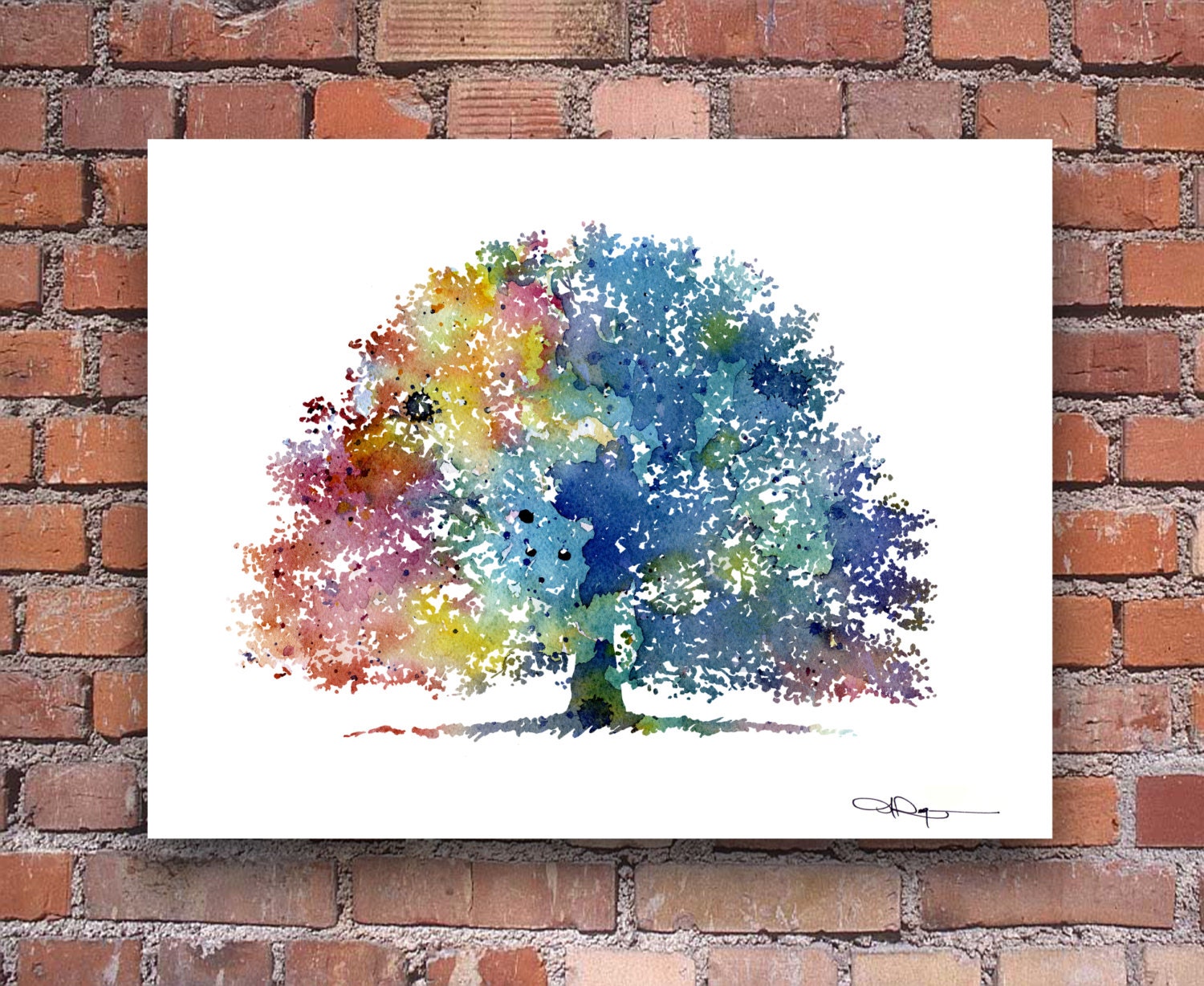 8.5 x 14 envelopes size Print Wall Painting Tree Oak Decor Watercolor Abstract Art