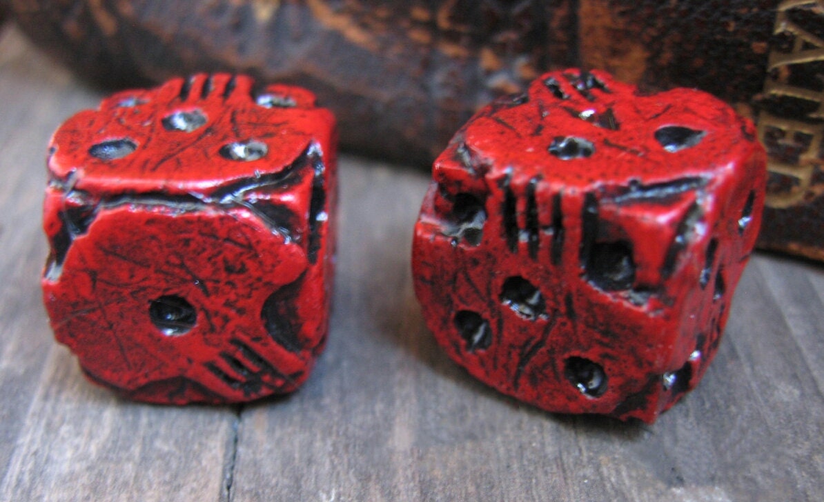 hand cast red skull dice oogie boogie dice by