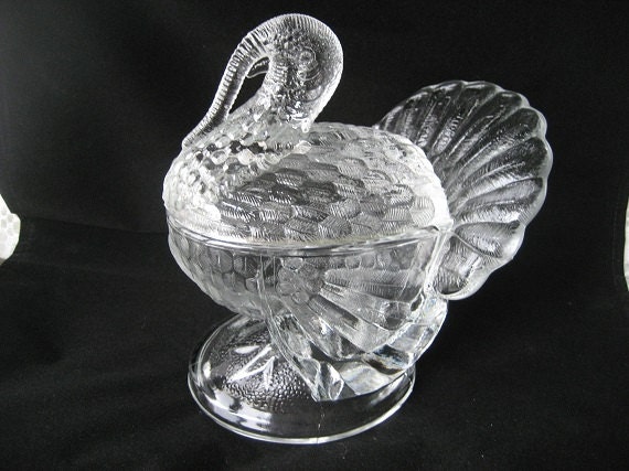 Vintage Glass Turkey with lid Vintage Antique L E Smith candy