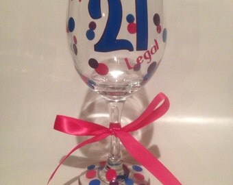 21st birthday wine glass
