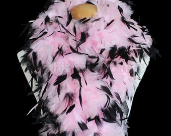 Baby Pink w/ Black tips 100 Grams Chandelle Feather Boa 74 Inches Long Dancing Wedding Crafting Party Halloween Costume Decoration. 4E41