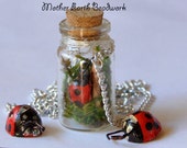 Adorable Ladybug Terrarium Necklace/Lady Bug in a Jar Necklace You Choose the Length