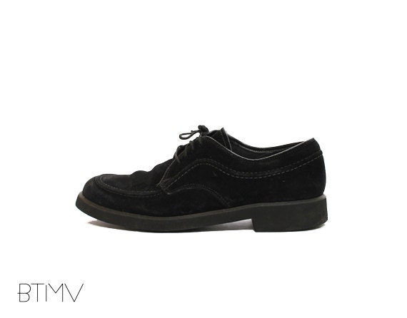80s HUSH PUPPIES foam sole lace up shoes leather suede black ...