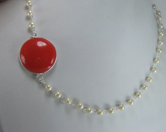 Collier En Corail Rouge Naturel - Bijou Occasion En Bel état Général