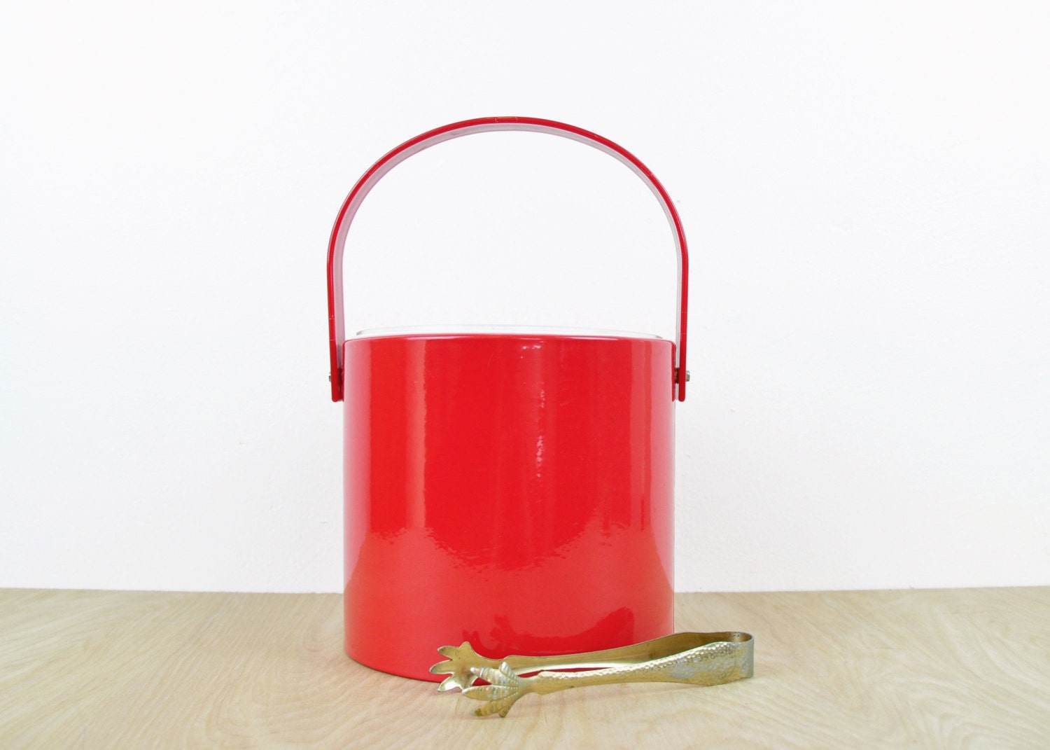 Vintage Red Vinyl Ice Bucket // Briard by HedgehogAndOwl