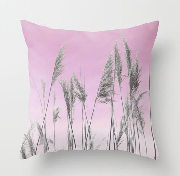 Pink & Gray Coastal Throw Photo Pillow Cover by NaturalLightStudio
