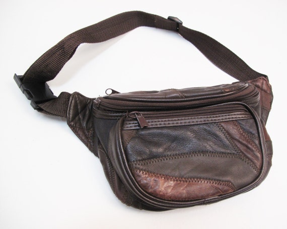 80s Wild LEATHER Patchwork FANNY PACK Tourist Pouch by WearLords