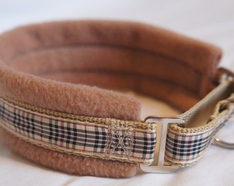 Fleece Lined Martingale Dog Collar - Blackberry Check/Tartan