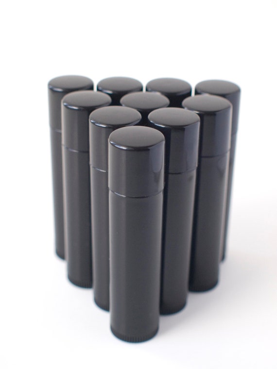 20 black empty lip balm tubes with black lids dozen black lip