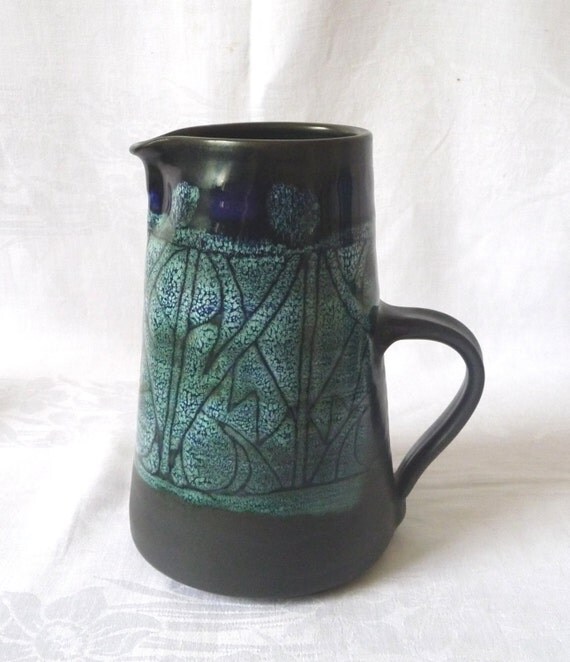 Large Mid Century Celtic Pottery Newlyn Jug by GaslightTreasures