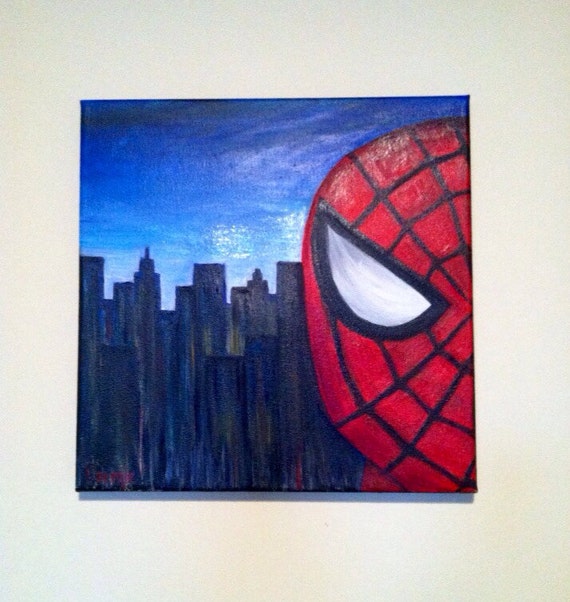 Items similar to Spiderman Oil Painting on Etsy