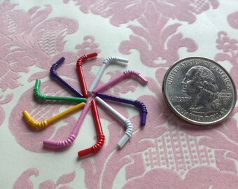 Dollhouse Miniature Assorted Color Metal Straws 10ps