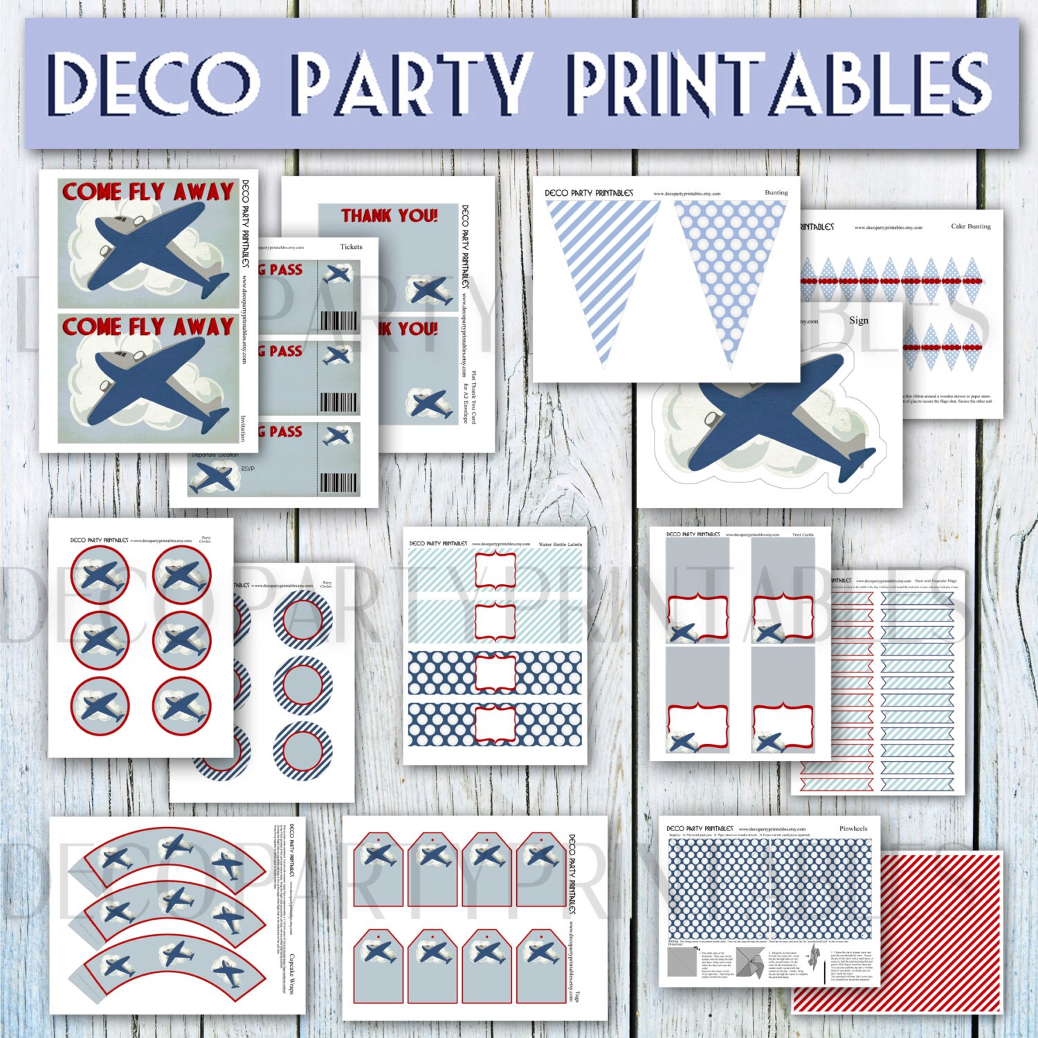 Airplane Baby Shower Printable Set &amp; Shower Invitation