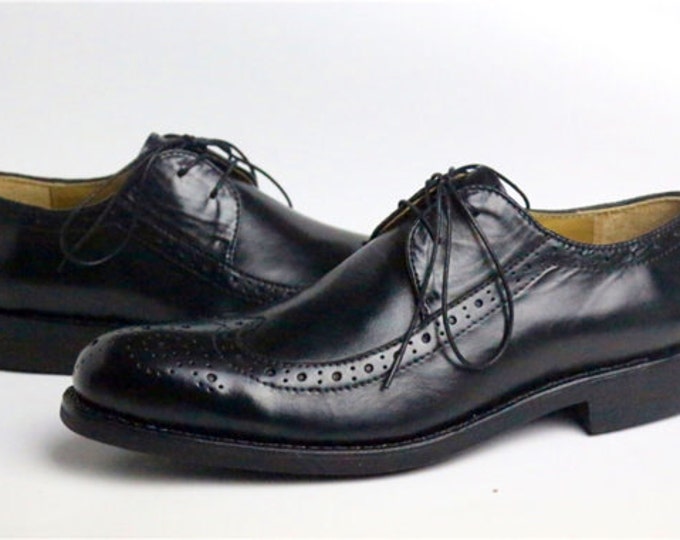 Handmade Goodyear Welted Brogue Carving Men's Shoes,Classic Pattern