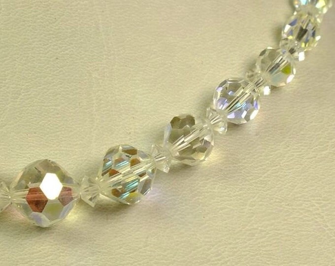 Storewide 25% Off SALE Vintage Sparkling Aurora Borealis Multi Faceted Laguna Designer Signed Necklace Featuring Clear Round Stones