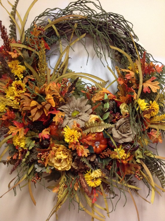 Large wall floral arrangement Fall colored by ...