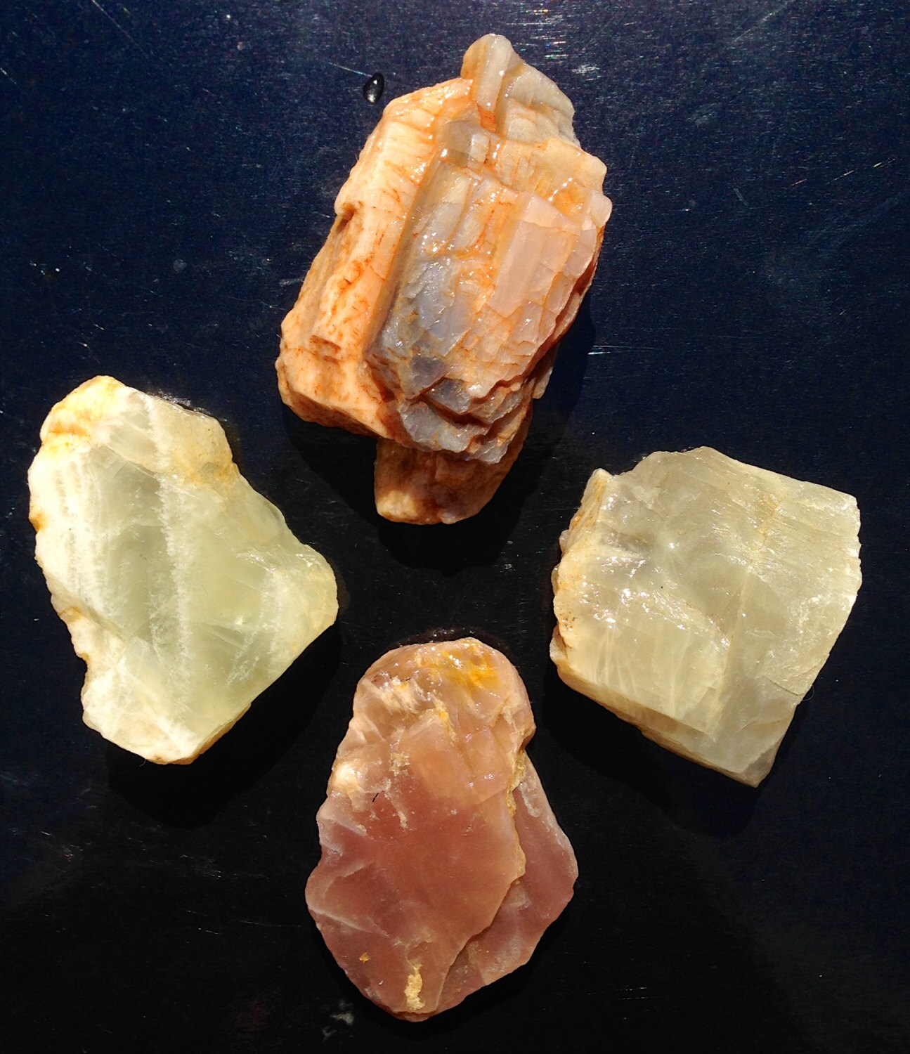 1 One PEACH MOONSTONE Raw Rough Stone Chunk Crystal Healing