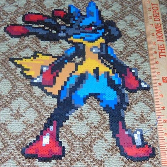 Items Similar To Mega Lucario Perler Bead Art On Etsy