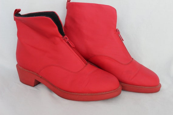 Fantastic Cherry Red Vegan Nylon 80's Ankle Boots by zapped80s