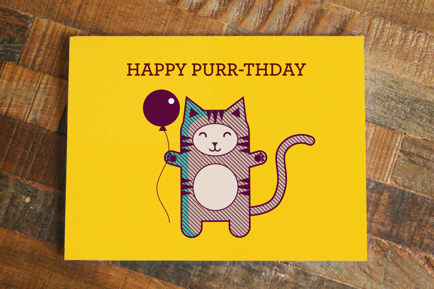 Cat Pun Birthday Card Happy Purrthday Funny