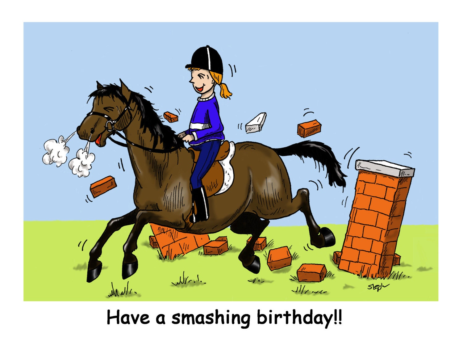 Items similar to Birthday Card- Funny Horse Cartoon Card on Etsy