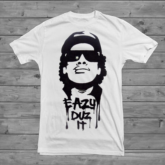 Eazy E NWA White Airbrush Stencil T-Shirt Hip Hop Graffiti Tee Shirt ...
