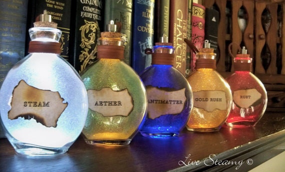 Steampunk Light Up Bottles