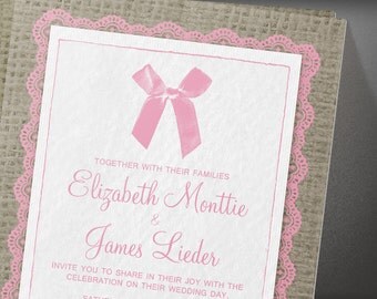 Brown Country Burlap Wedding invites