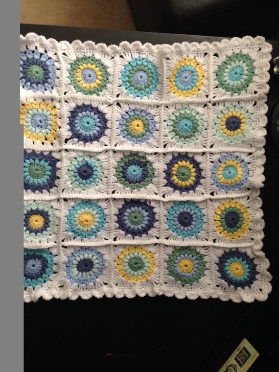 Handmade crochet starburst baby blanket