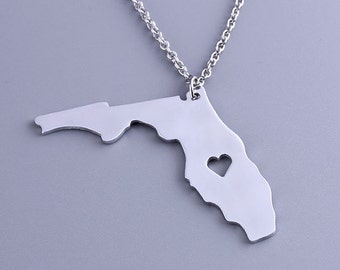 I heart Florida Necklace - Florida Pendant - State Charm - Map necklace - Map Jewelry