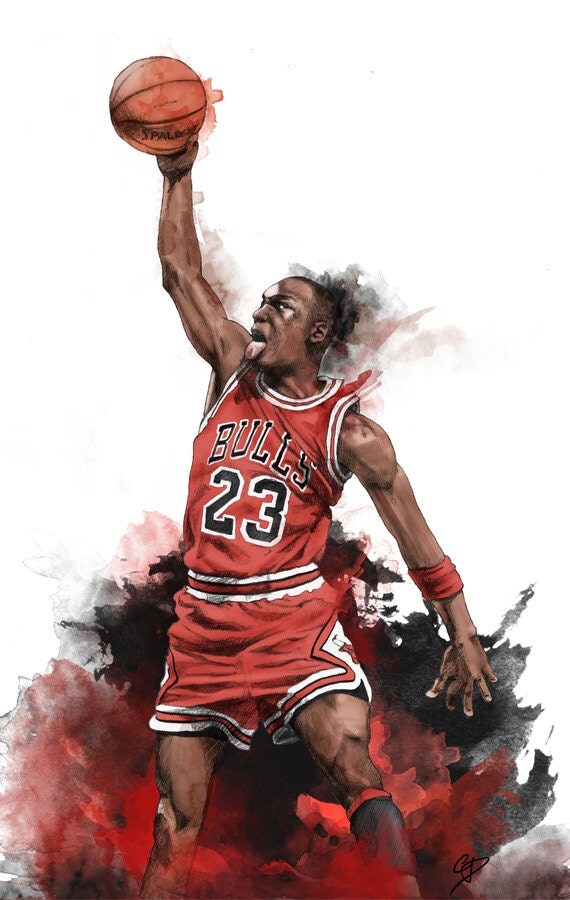 Michael Jordan Illustrated wall poster art