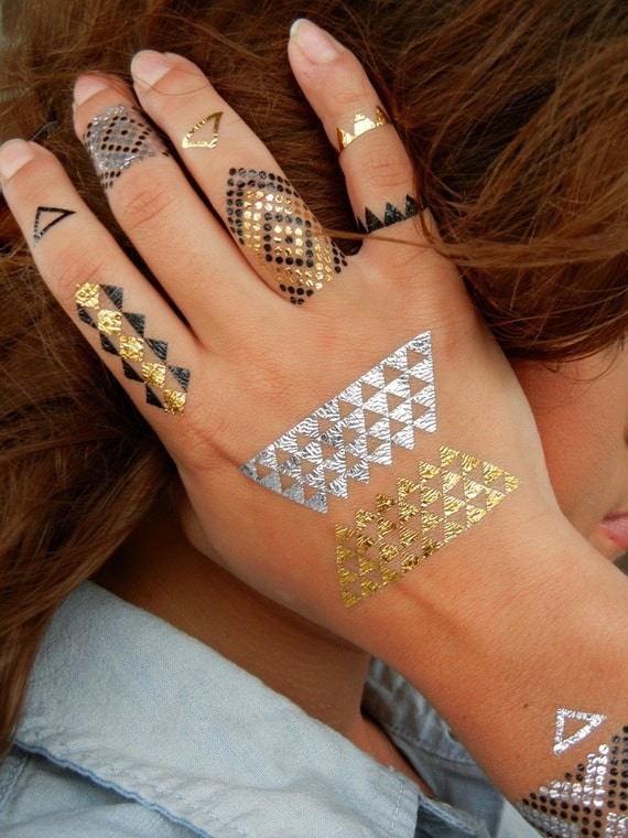 Geometric Tattoos Geometric Jewelry Diamond Tattoos Gold