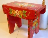 Hand-Painted Traditional Canal Art ~ Handmade Wooden Cabin Stool