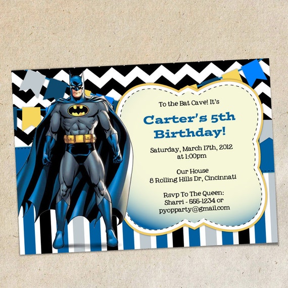 Batman Themed Invitation Template Instant Download You