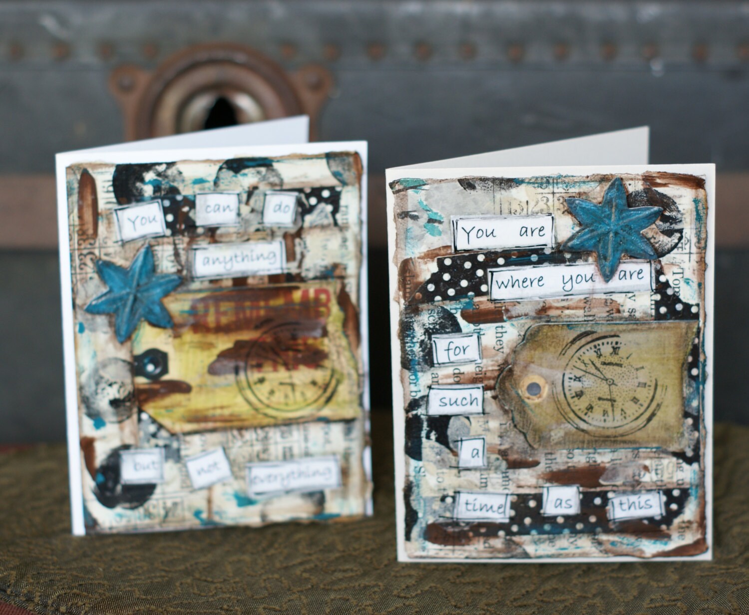 2 Original Collage Greeting Cards with by PaperandMallet on Etsy