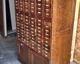 Vintage Library Card Catalog 120 drawer