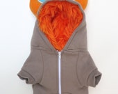 Dog  Monster Hoodie - Gray with orange - Size Medium - Pet - monster hoodie, horned sweatshirt, custom jacket