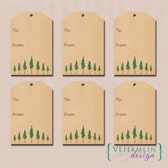 Rustic Pine Trees Christmas Gift Tags Printable by VLHamlinDesign