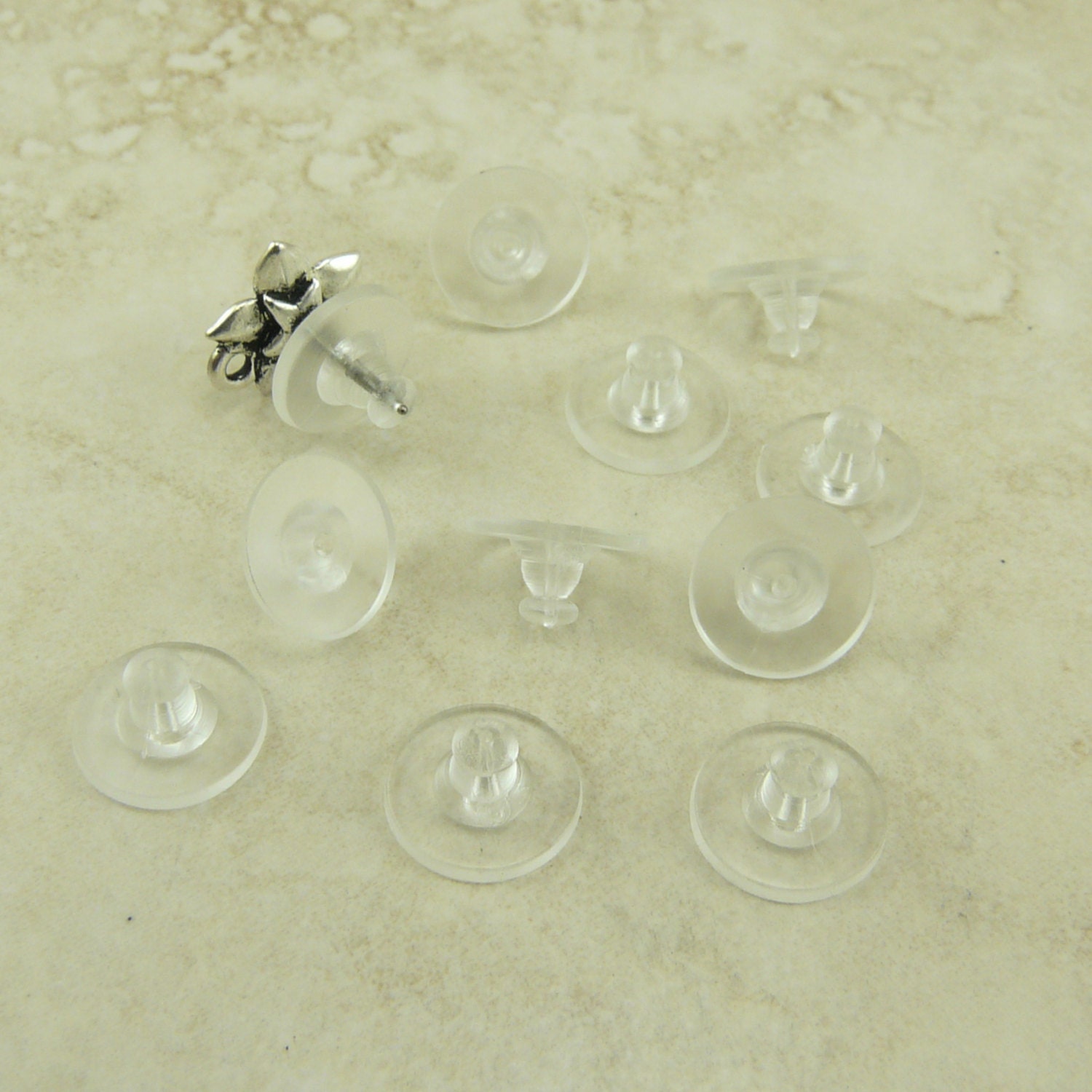 20 Clear Comfort Clutch Earring Backs 10 Pair Ear nuts