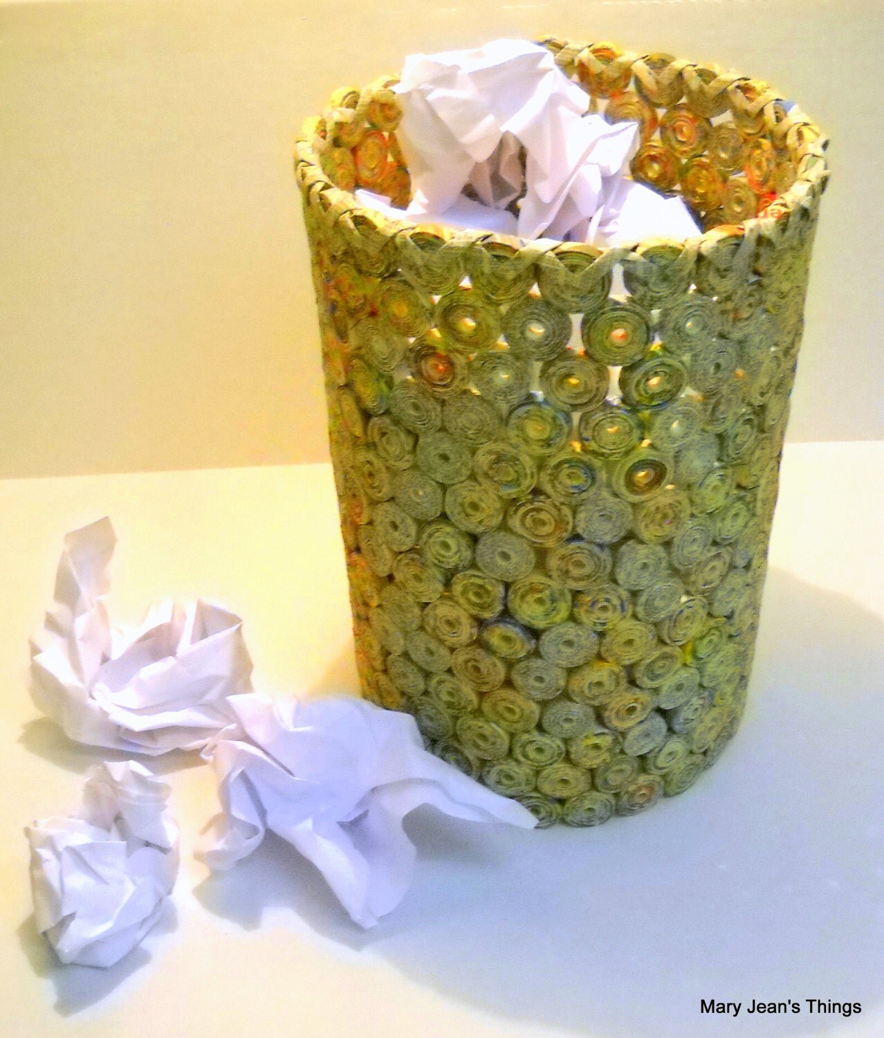 Upcycled Waste Paper Basket Repurposed from by MaryJeansThings